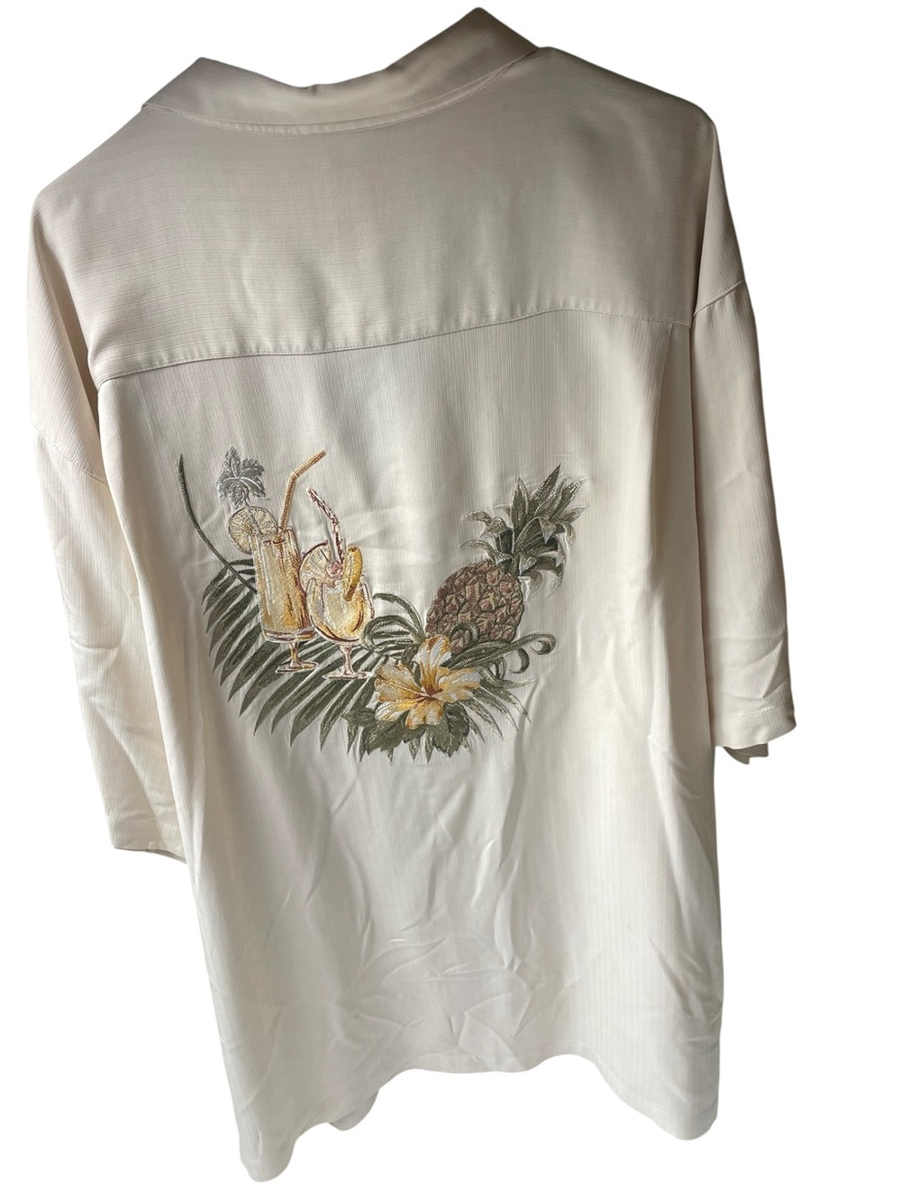 LUAU 100% Silk Hawaiian Shirt 2XL Tropical Embroidery Limited Excellent